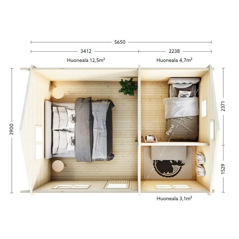 Mökki Luoman Lillevilla 100C-4 Paasvesi 22 m² sis.parven
