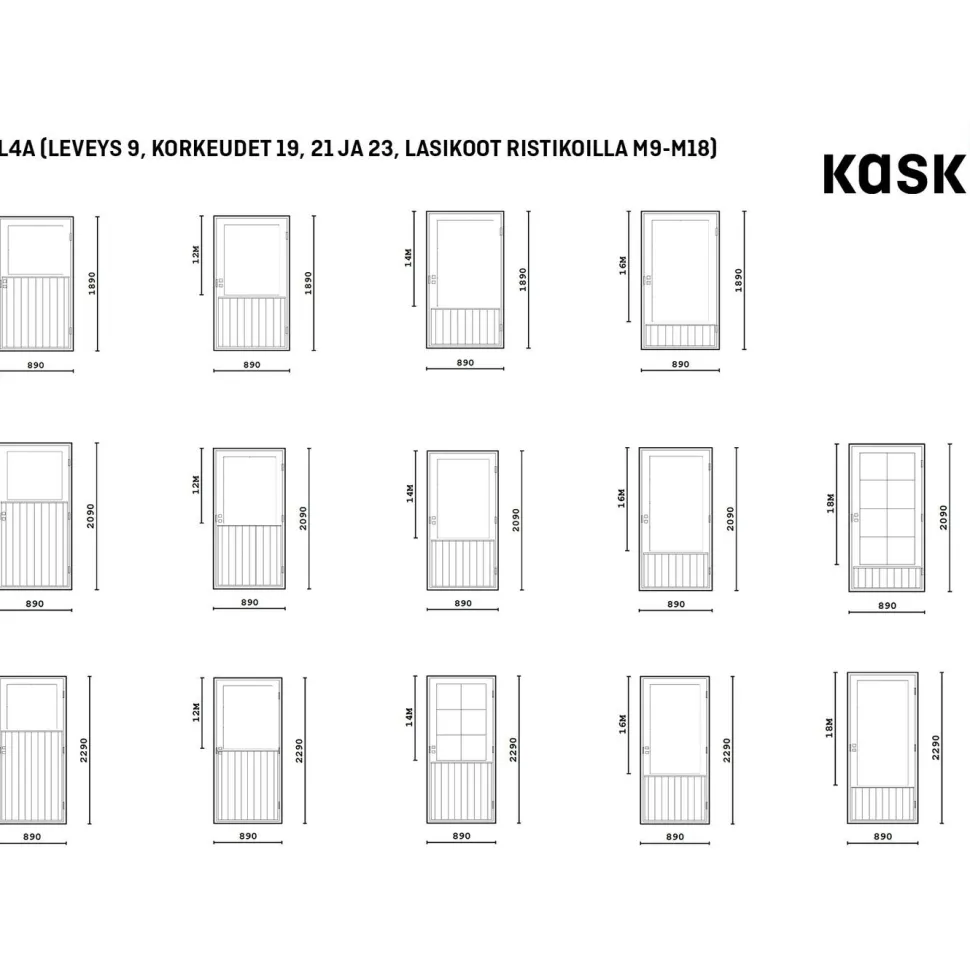 Mökkiovi Kaskipuu ML4A M16 mittatilausovi ilman ristikkoa