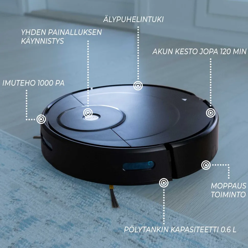 Moppaava robotti-Imuri Lykke Pro 2000 V2 musta