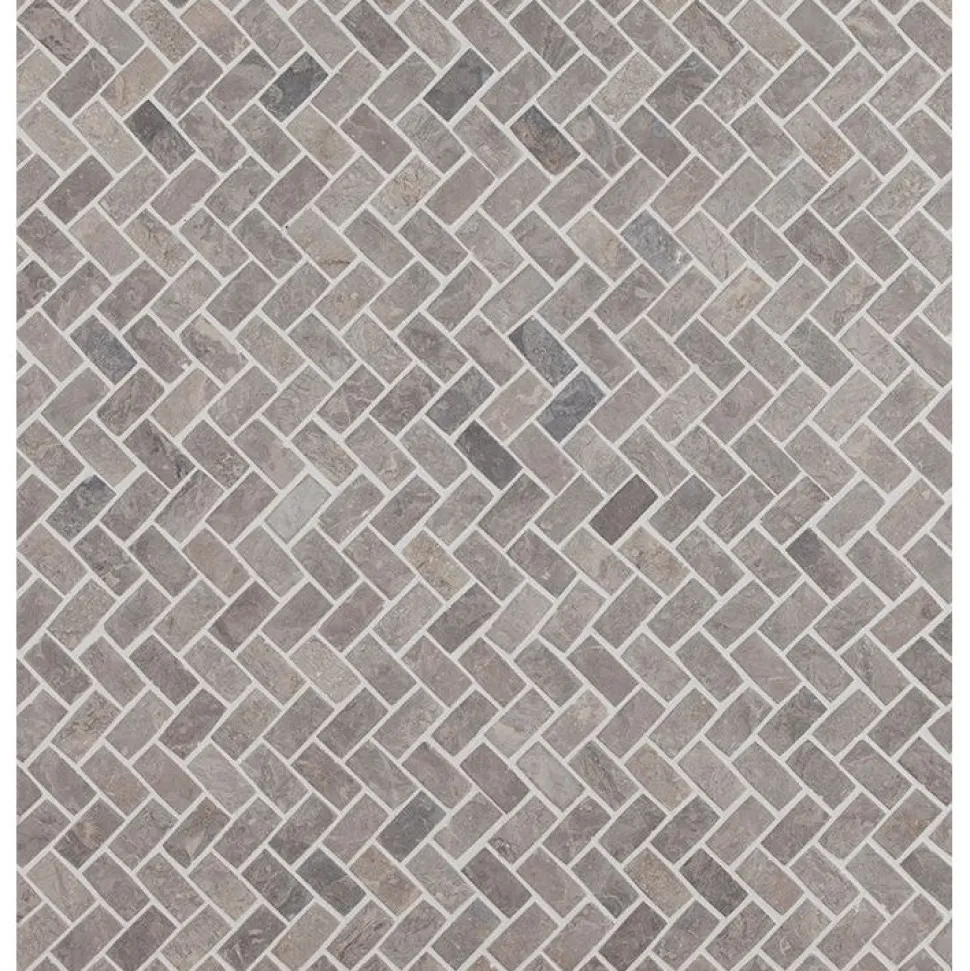 Mosaiikkilaatta Qualitystone Herringbone Light Grey Mini, 20x40mm