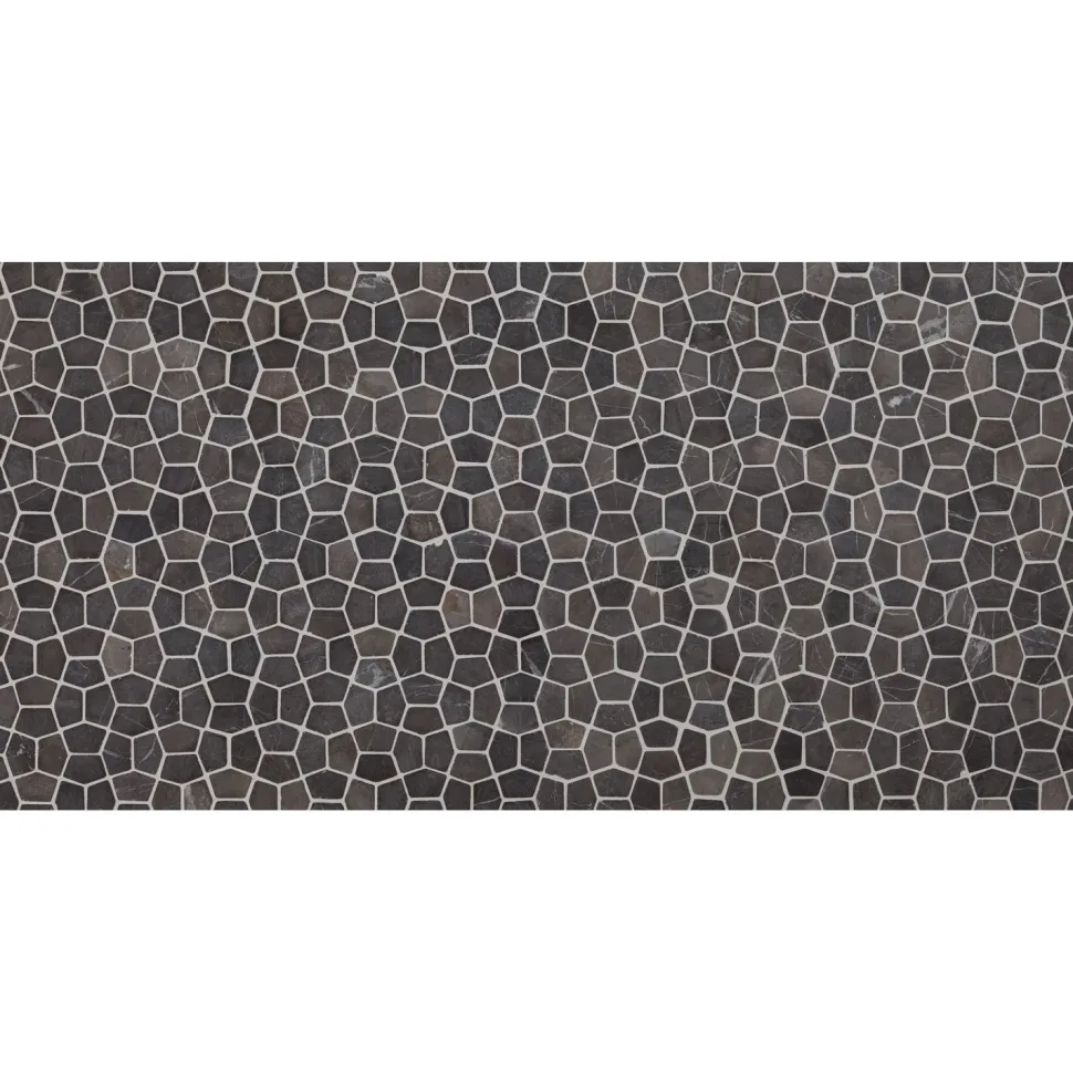 Mosaiikkilaatta Qualitystone Pentagon Mini Grey, 30x50mm