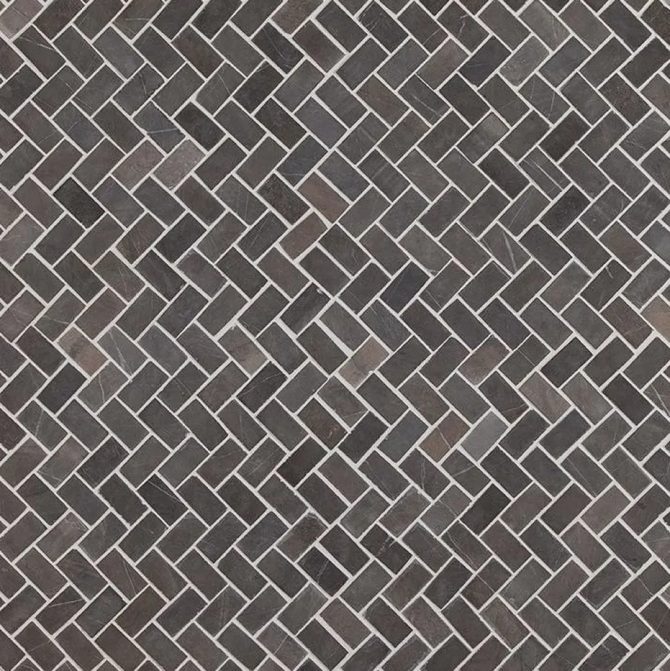 Mosaiikkilaatta Qualitystone Herringbone Grey Mini, 20x40mm