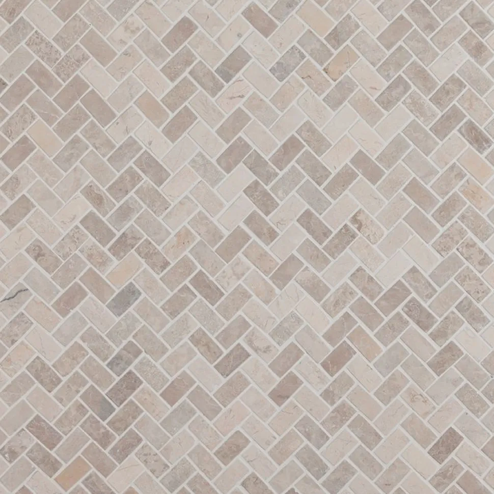 Mosaiikkilaatta Qualitystone Herringbone White Mini, 20x40mm