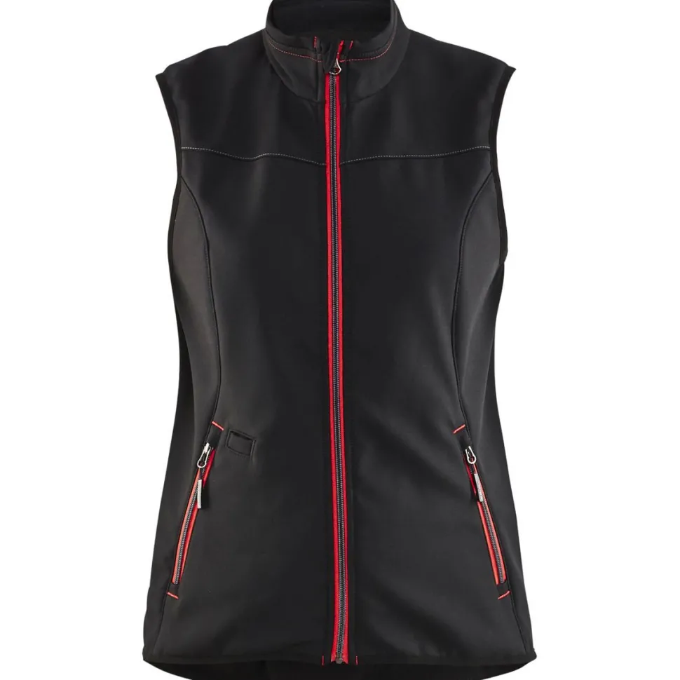 Naisten softshell-liivi Blåkläder 3851 musta/punainen
