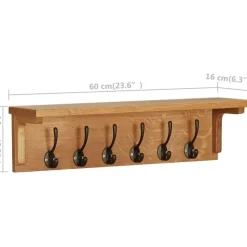 Naulakko 60x16x16 cm täysi tammi