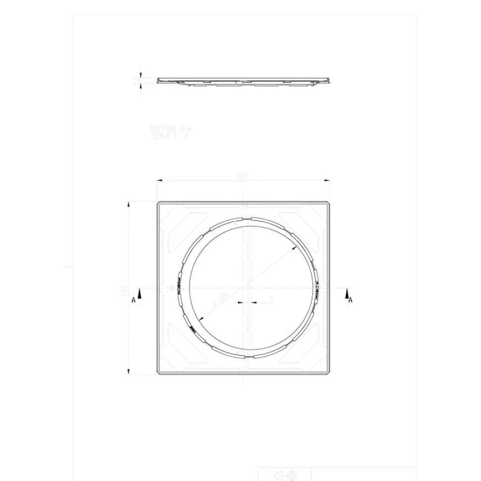 Neliökansi RST Vieser Modern säädettävällä teräskehyksellä 197x197 mm