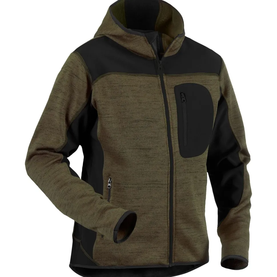 Neulottu softshelltakki Blåkläder 4930 army green/musta