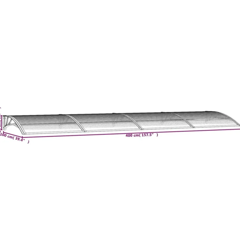 Ovikatos 400x100 cm polykarbonaatti musta