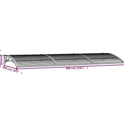 Ovikatos 300x100 cm polykarbonaatti musta/vaalea