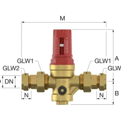 Paineenalennusventtiili Flamco Prescor PRV 1-6bar eri kokoja