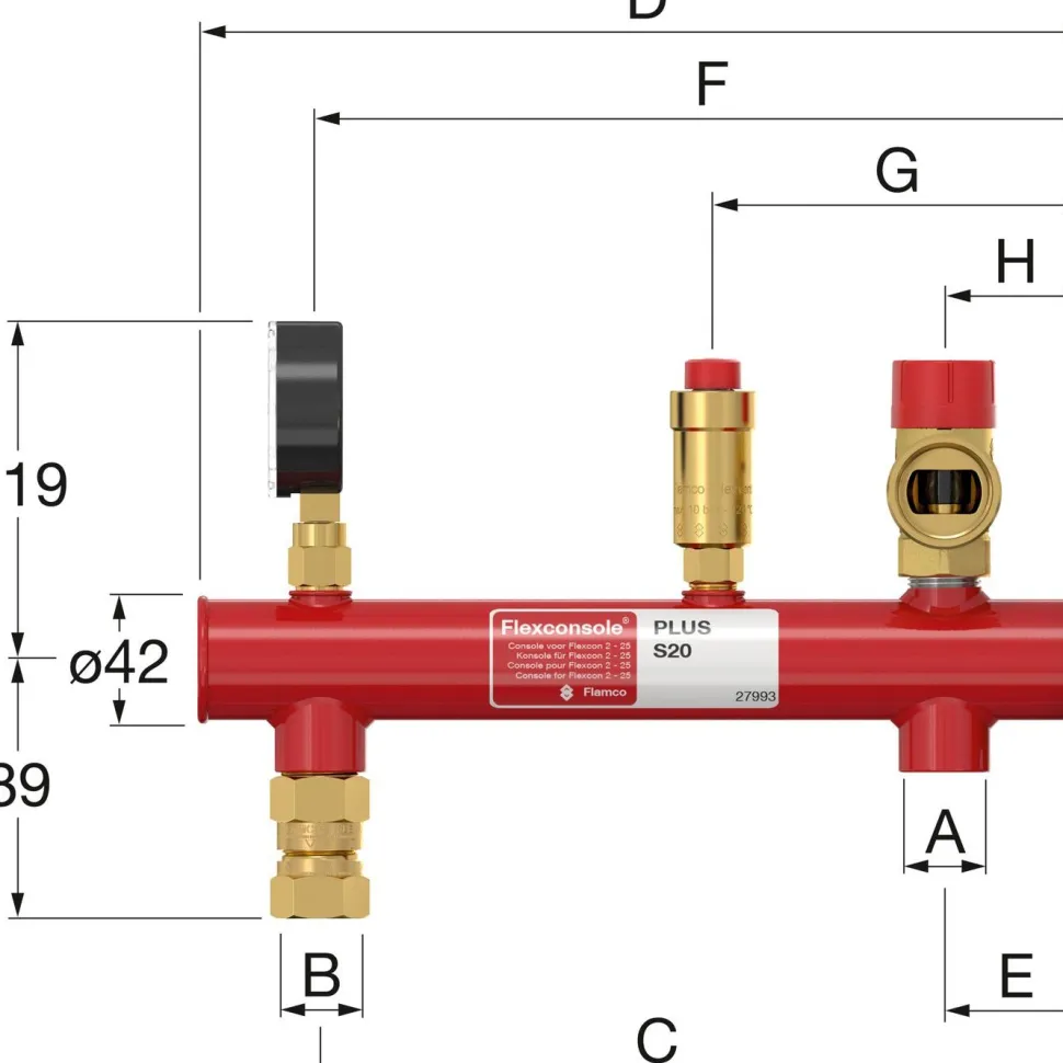 Paisunta-astian seinäasennusteline Flamco Flexconsole Plus S 20 1.5bar