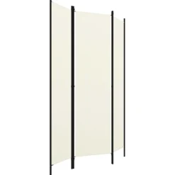 3-paneelinen tilanjakaja, kermanvalkoinen, 150x180 cm