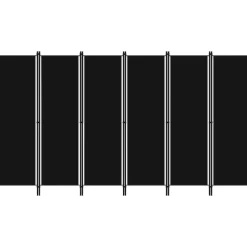 6-paneelinen tilanjakaja, musta, 300x180 cm