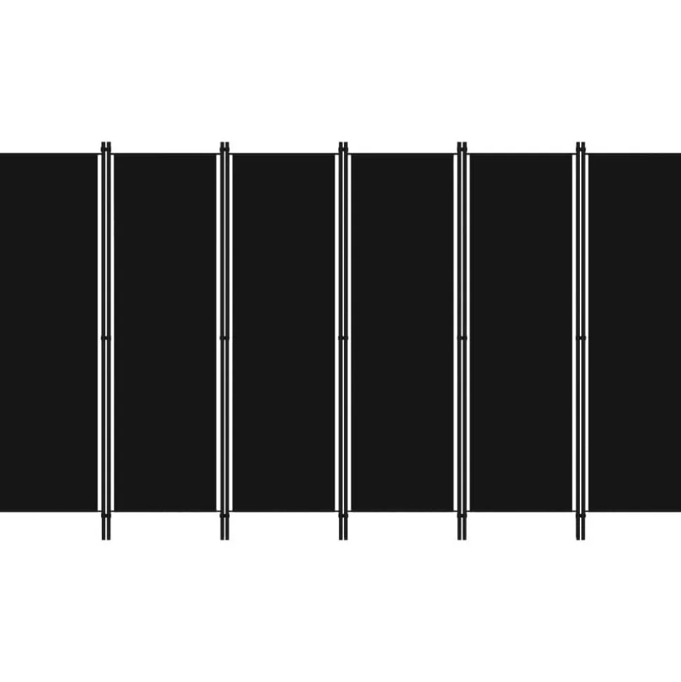 6-paneelinen tilanjakaja, musta, 300x180 cm
