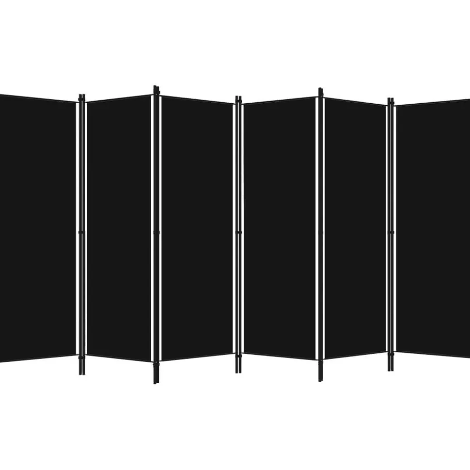 6-paneelinen tilanjakaja, musta, 300x180 cm