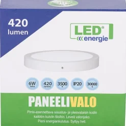 Paneelivalaisin LED Energie 3500K pinta-asennettava sis. liitäntälaitteen valkoinen