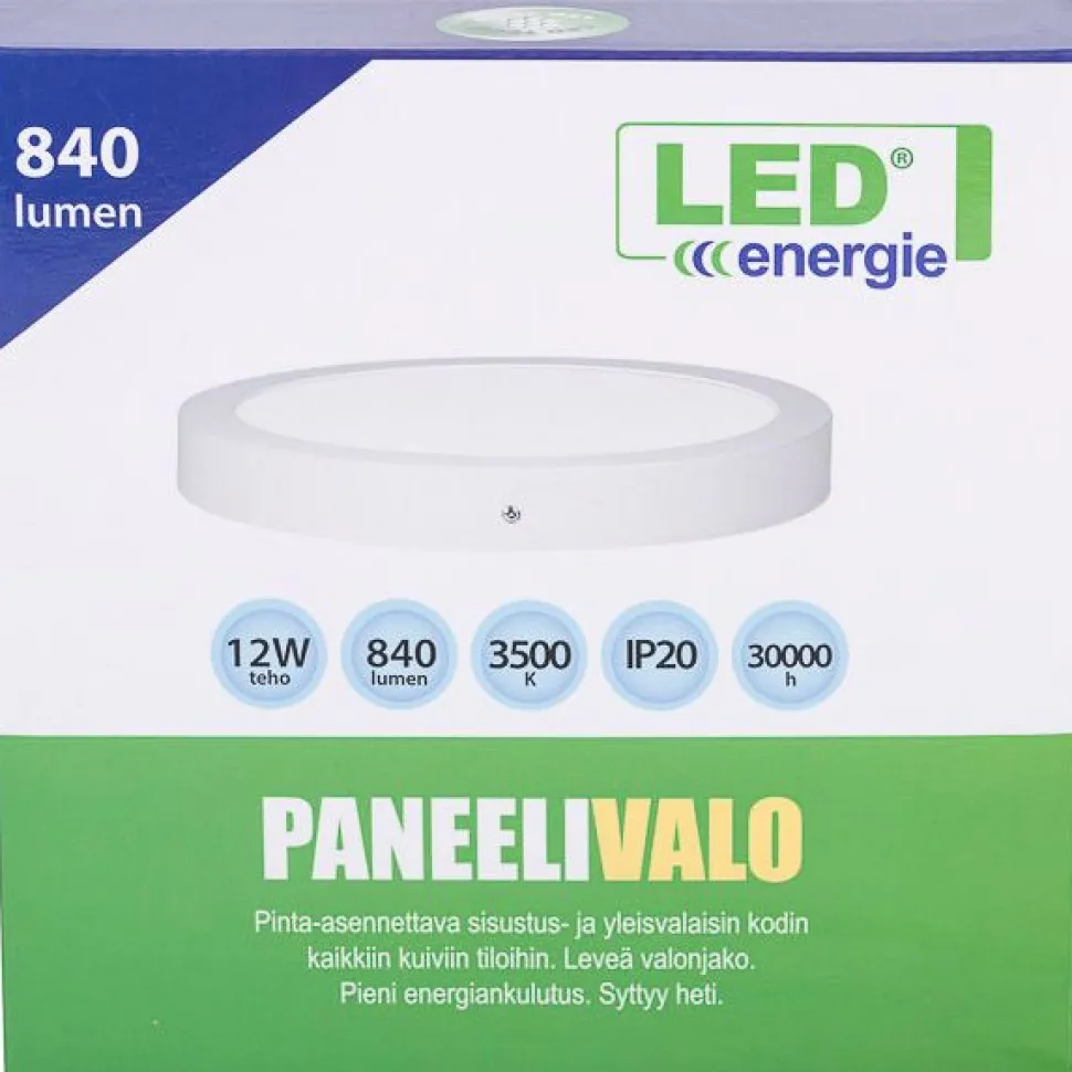 Paneelivalaisin LED Energie 3500K pinta-asennettava sis. liitäntälaitteen valkoinen
