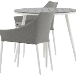 Parvekeryhmä Venture Home, ø90cm, harmaa/valkoinen Break-pöytä + 2 harmaa/valkoista Spoga-tuolia