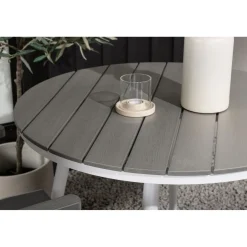 Parvekeryhmä Venture Home, ø90cm, harmaa/valkoinen Break-pöytä + 2 harmaata Albany-säätötuolia