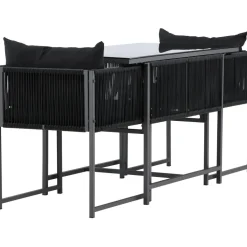 Parvekeryhmä Venture Home Noto, 120x60cm Noto-pöytä + 2 Noto-tuolia, musta