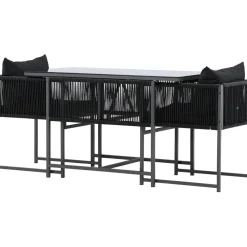 Parvekeryhmä Venture Home Noto, 120x60cm Noto-pöytä + 2 Noto-tuolia, musta