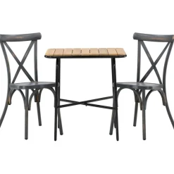 Parvekeryhmä Venture Home,  88x70cm Holmbeck-pöytä + 2 mustaa Tablas-tuolia