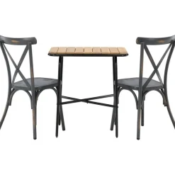 Parvekeryhmä Venture Home,  88x70cm Holmbeck-pöytä + 2 mustaa Tablas-tuolia