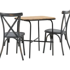 Parvekeryhmä Venture Home,  88x70cm Holmbeck-pöytä + 2 mustaa Tablas-tuolia