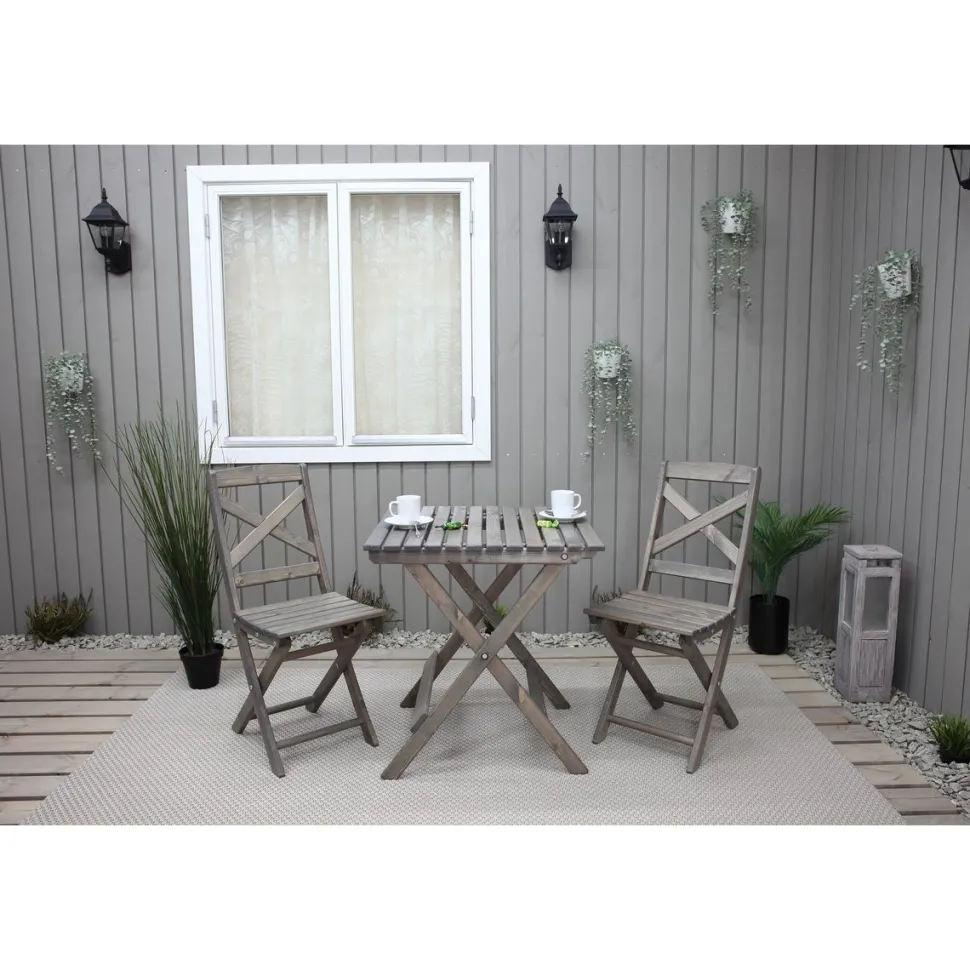 Parvekesetti Baltic Garden Wilma 65x65cm pöytä + 2 tuolia er värejäa