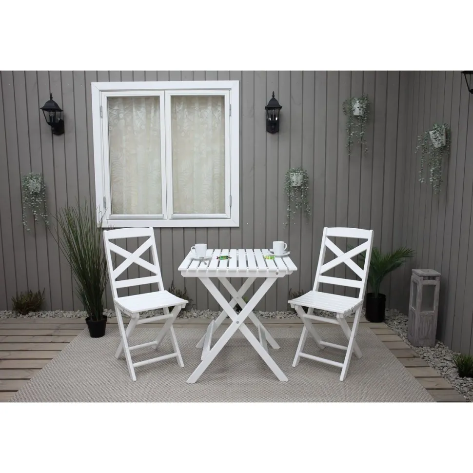 Parvekesetti Baltic Garden Wilma 65x65cm pöytä + 2 tuolia er värejäa