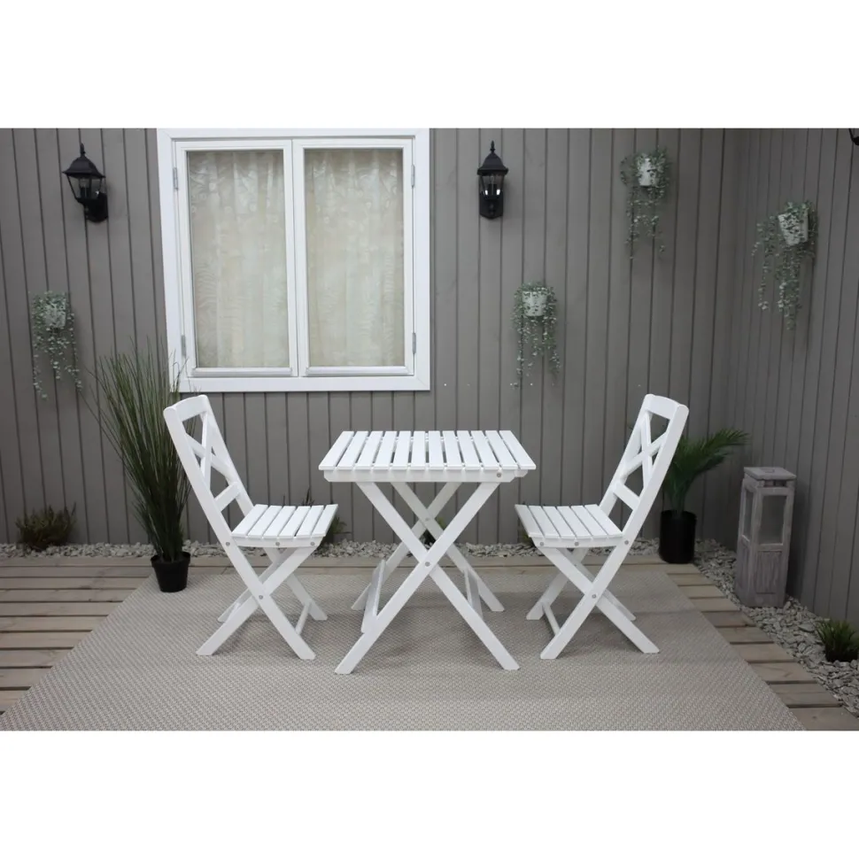 Parvekesetti Baltic Garden Wilma 65x65cm pöytä + 2 tuolia er värejäa