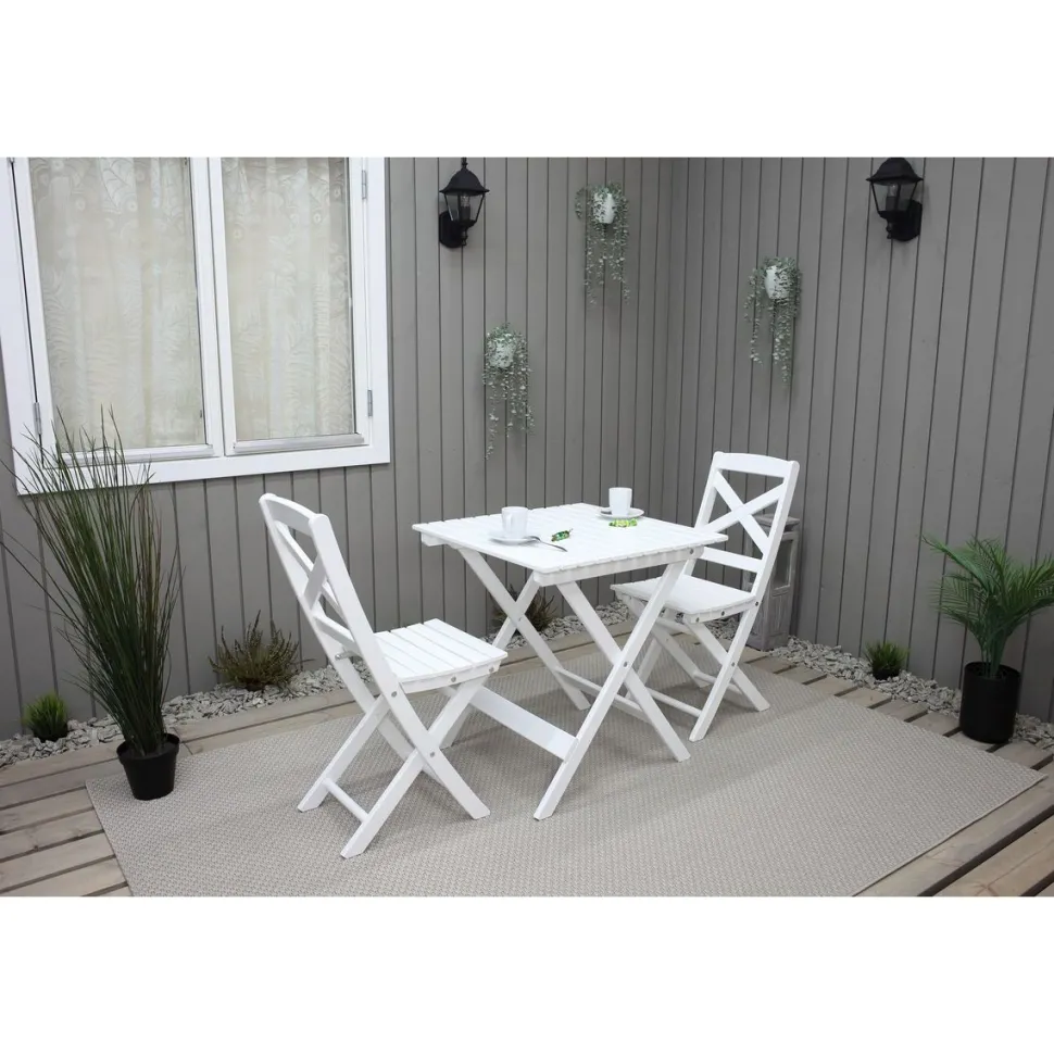 Parvekesetti Baltic Garden Wilma 65x65cm pöytä + 2 tuolia er värejäa