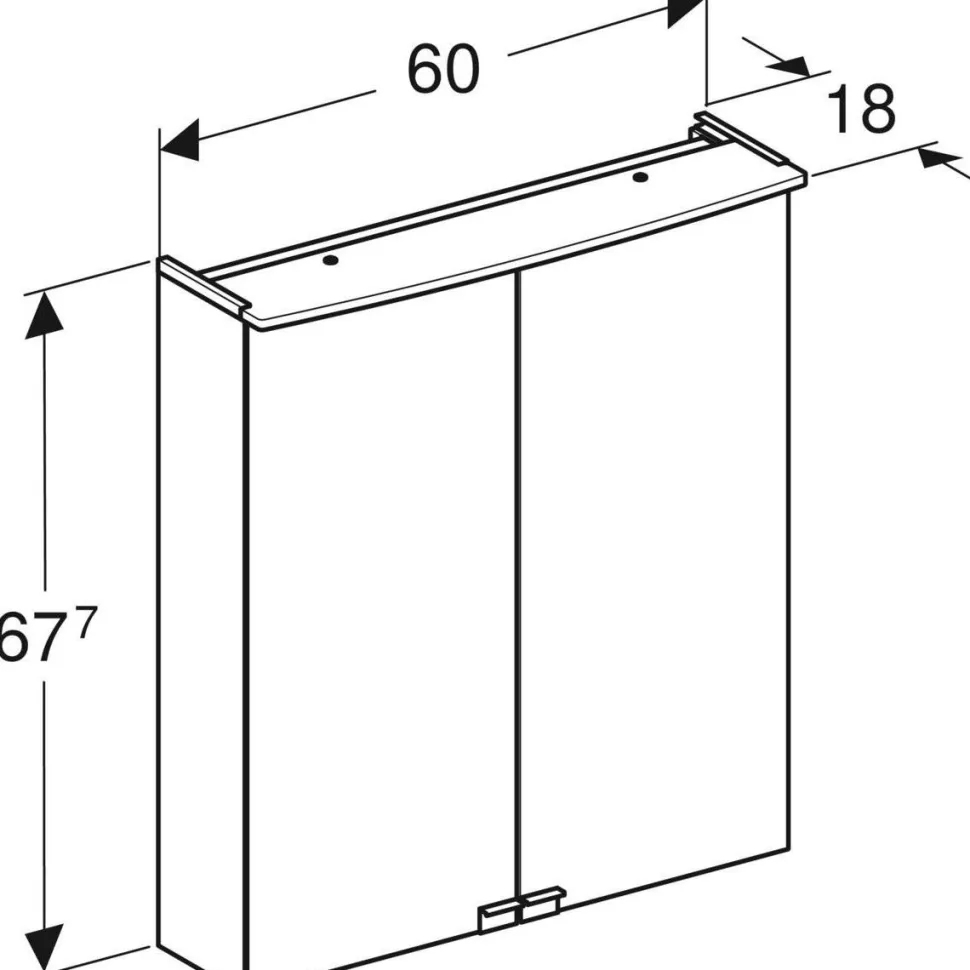 Peilikaappi LED-valolla Geberit Option Basic, pistorasia, valkoinen, eri kokoja