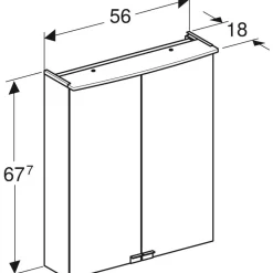Peilikaappi LED-valolla Geberit Option Basic, pistorasia, valkoinen, eri kokoja