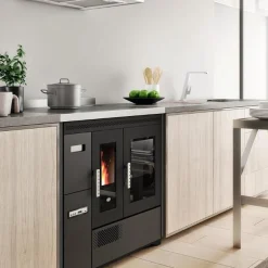 Pellettihella Eva Calòr Enrica 8.6kW, musta