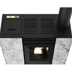 Pellettitakka Eva Calor Rachele 9kW, ilmakiertoinen, vuolukivi/musta