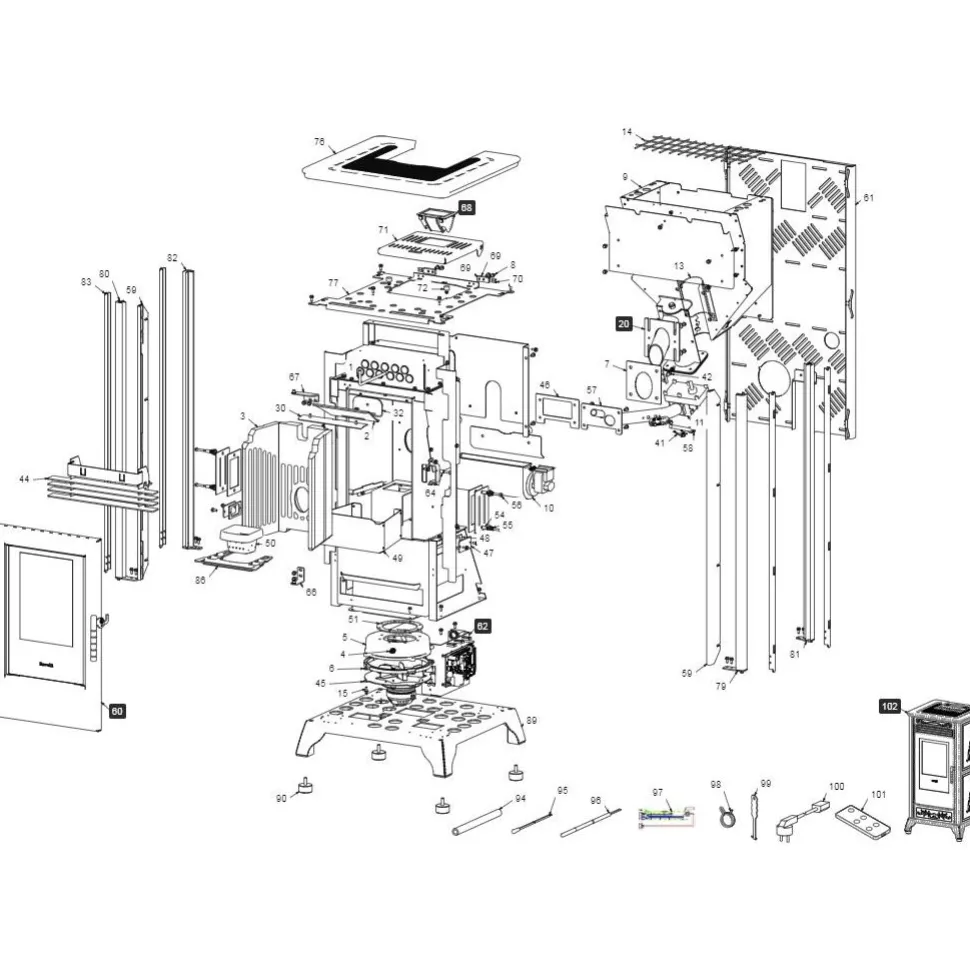 Pellettitakka Ravelli RV80 8 kW valkoinen