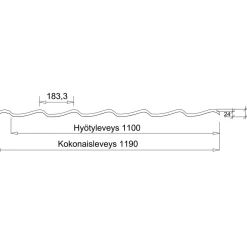 Peltikatto Weckman Teräsaalto Standard Crown Matta 0,5 mm tiilikuvio