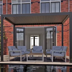 Pergola Home4you Mirador-111, 300x400cm, tummanharmaa