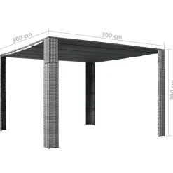 Pergola katolla polyrottinki 300x300x200cm harmaa/antrasiitti