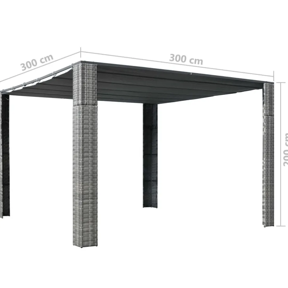 Pergola katolla polyrottinki 300x300x200cm harmaa/antrasiitti