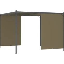 Pergola sisäänvedettävä katto 3x3 m ruskeanharmaa 180 g/m²