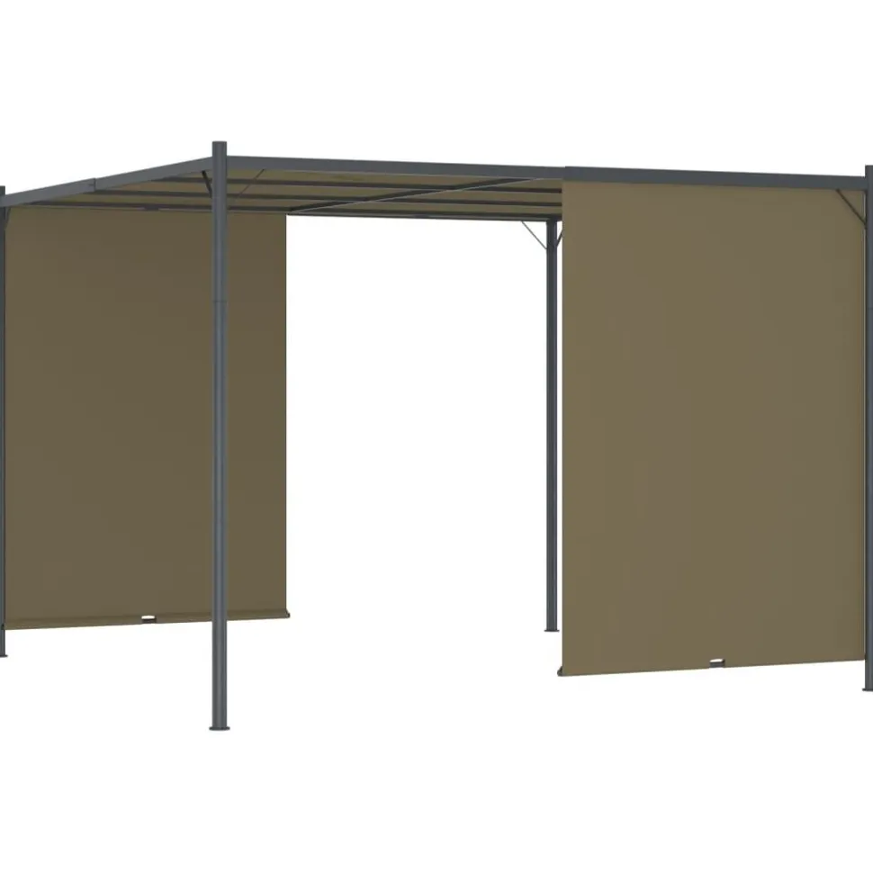 Pergola sisäänvedettävä katto 3x3 m ruskeanharmaa 180 g/m²