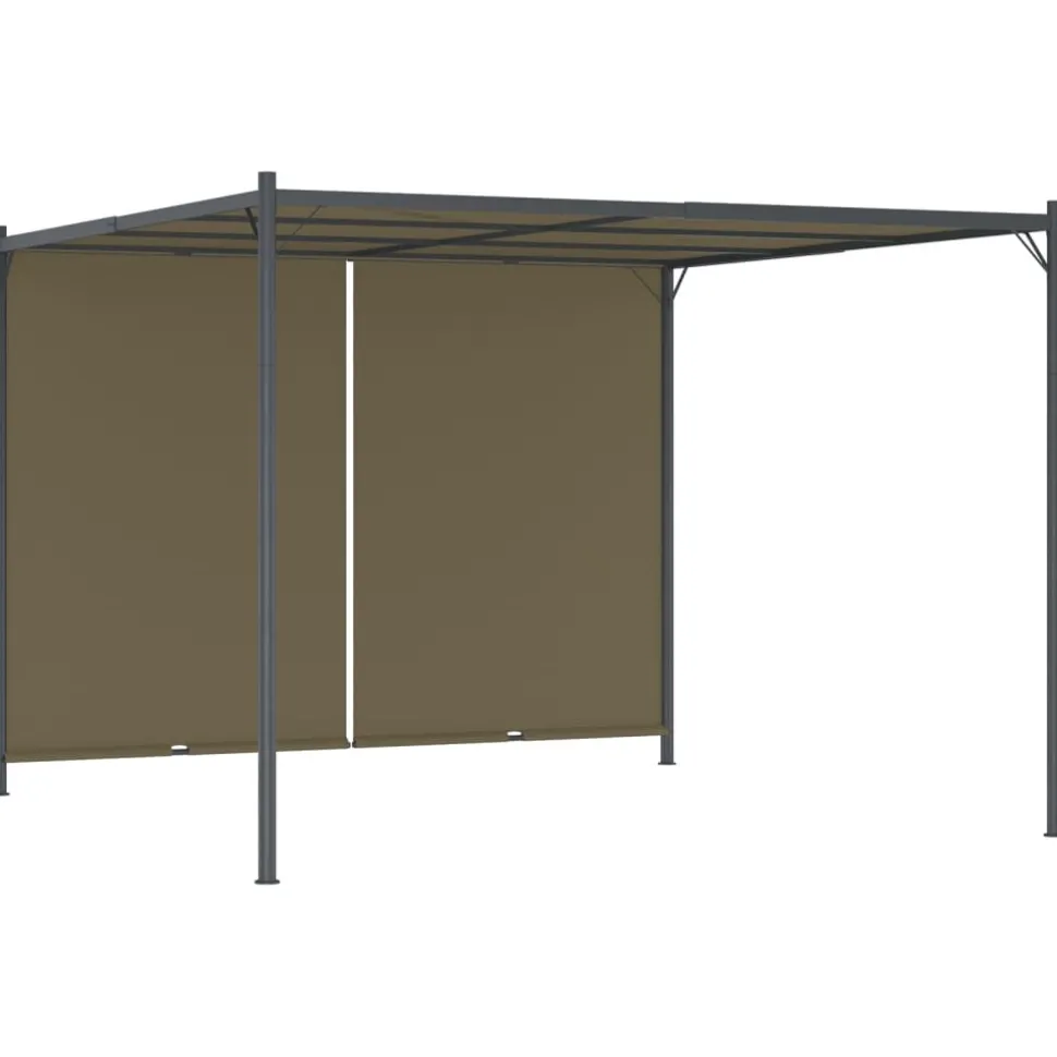 Pergola sisäänvedettävä katto 3x3 m ruskeanharmaa 180 g/m²
