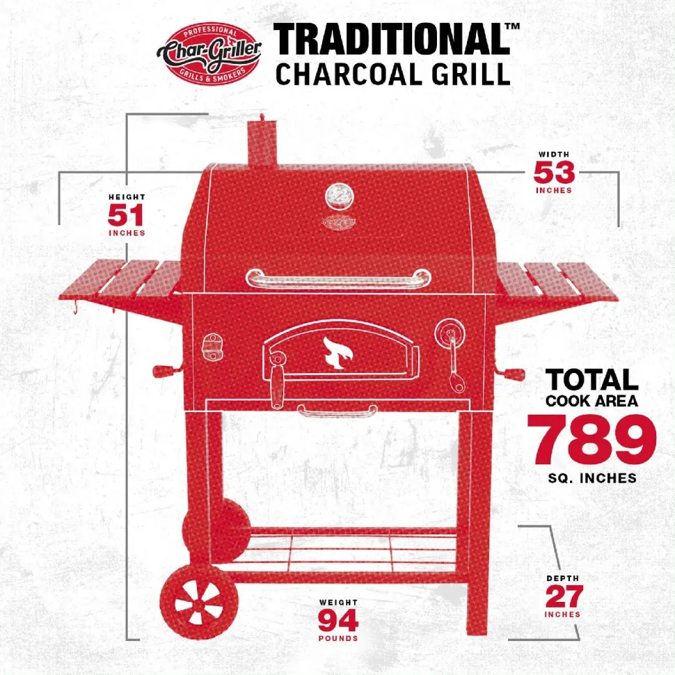 Perinteinen hiiligrilli Char-Griller 30" Traditional