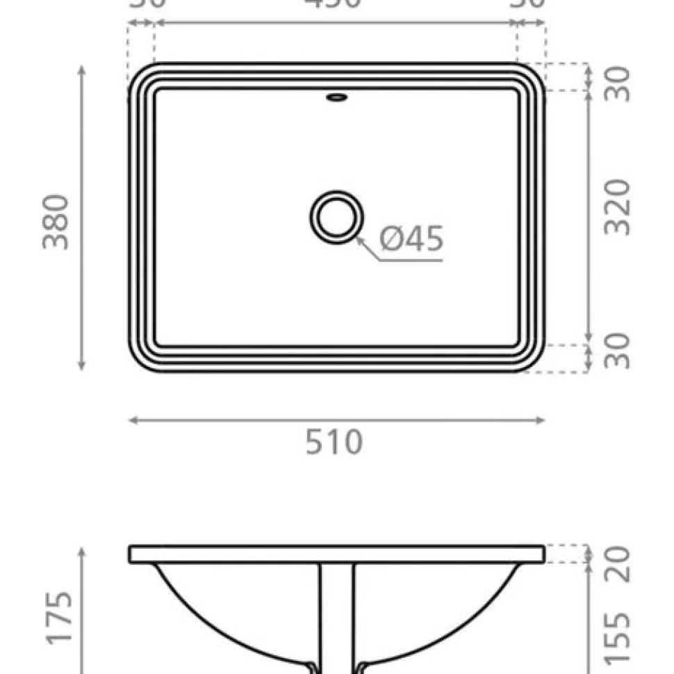 Pesuallas Bathco Torino, 380x510mm, valkoinen