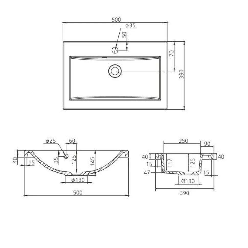 Pesuallas Grip Claudia 50 500x390mm valumarmori valkoinen