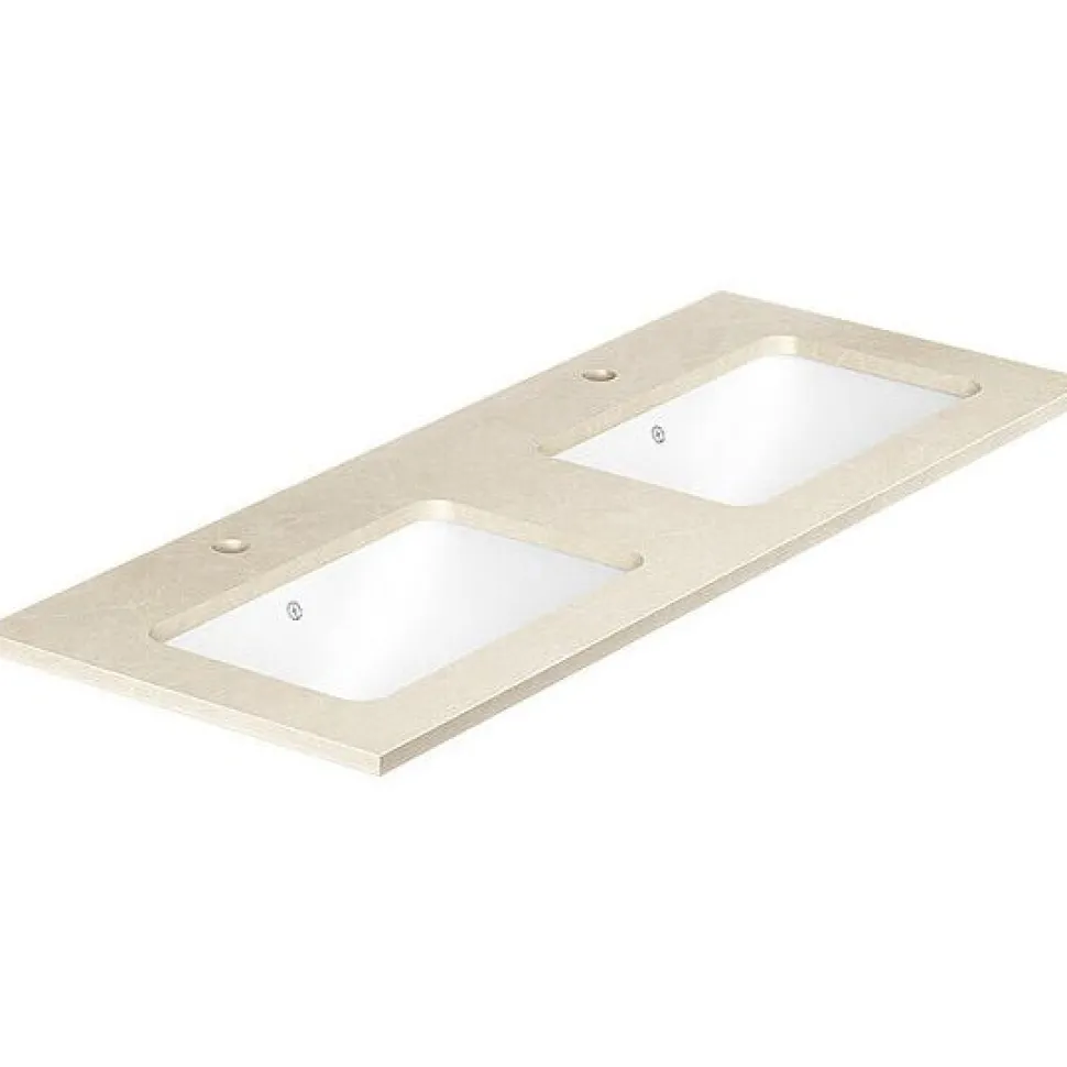 Pesuallas Gustavsberg Ducentic, kaksi allasta, kaksi hanareikää, 1190x470mm, komposiittikivi, beige