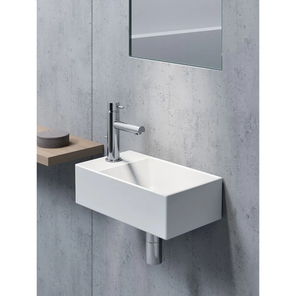Pesuallas Interia Kube X 400x230 mm, hanareiällä, oikea/vasen, valkoinen