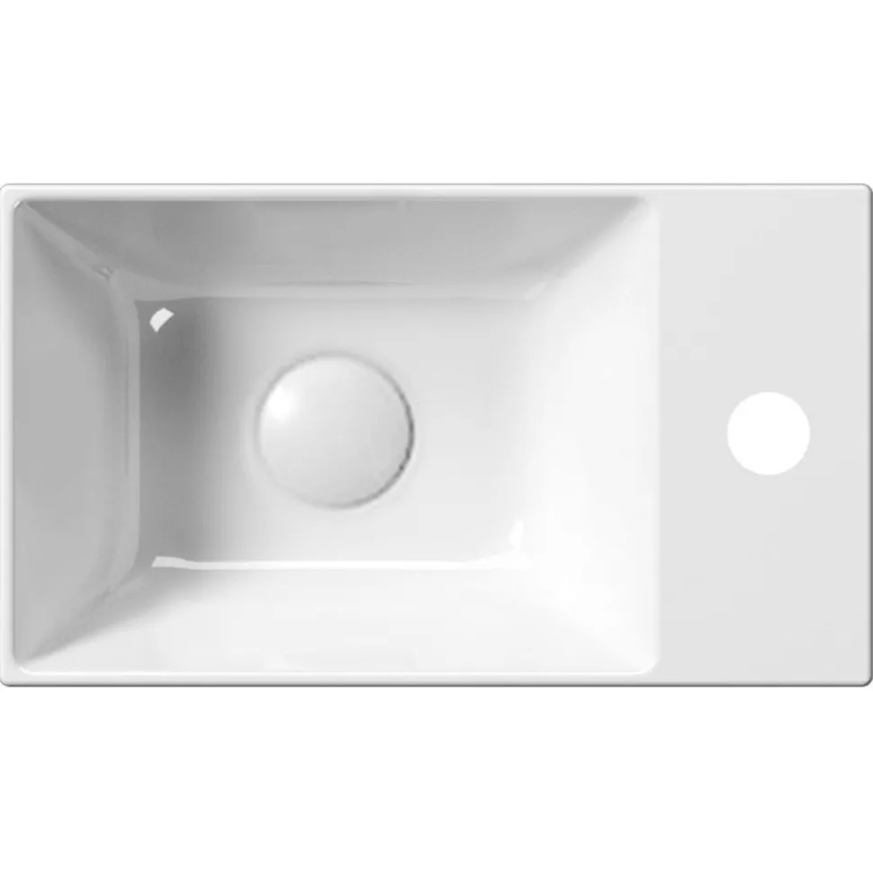 Pesuallas Interia Kube X 400x230 mm, hanareiällä, oikea/vasen, valkoinen